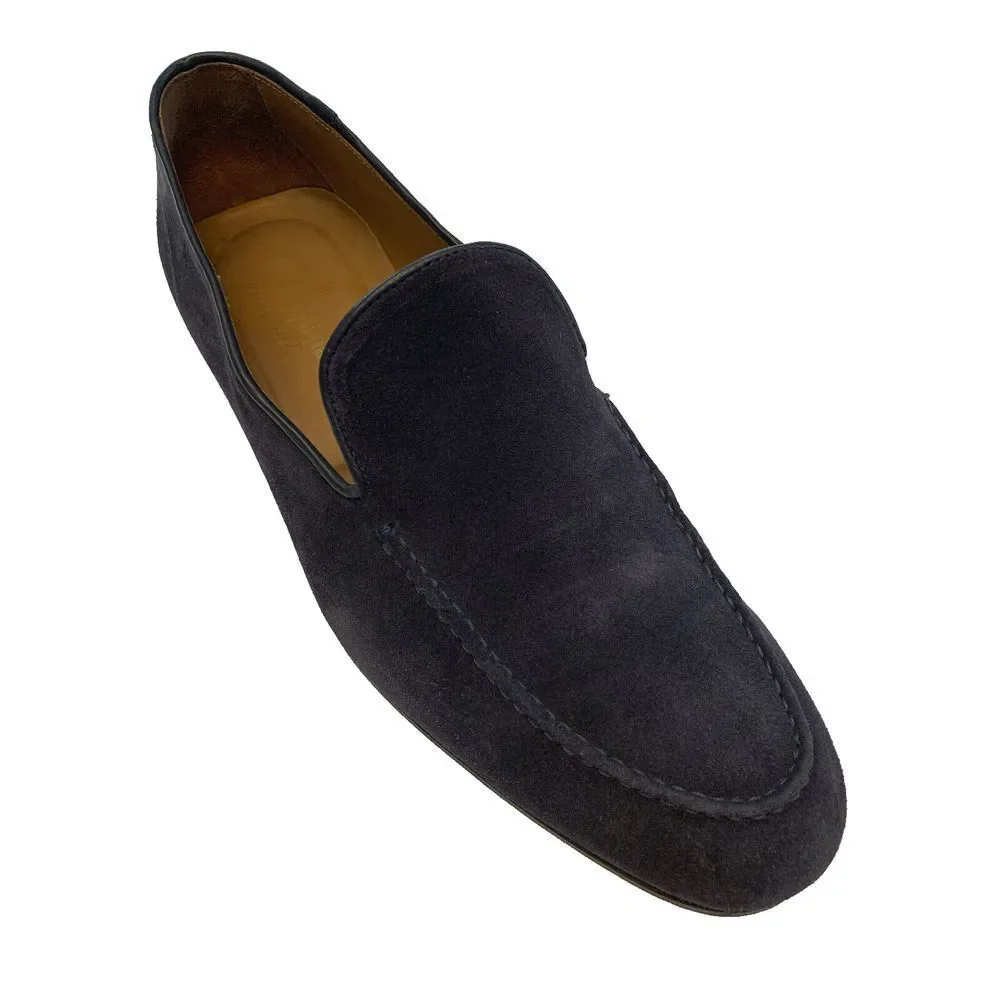Bruno Parmigiani Suede Loafer Mens US 11 EU 44 Bench Made Italian Slip On Navy